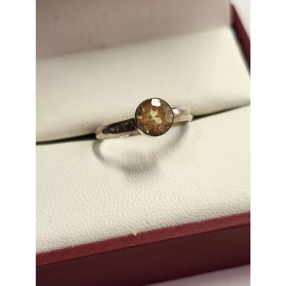 Sterling Silver Citrine Solitaire Ring Size 6